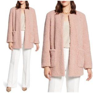 Nordstrom HALOGEN Faux Shearling Teddy Coat Jacket in Blush Pink Size XL NWT